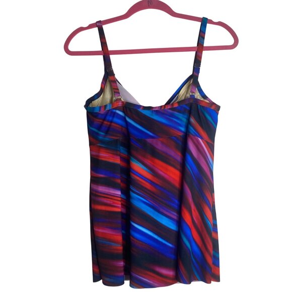 Miraclesuit Swim Tankini Size 10 Multicolor Striped adjustable Straps Built-In B - Picture 3 of 7